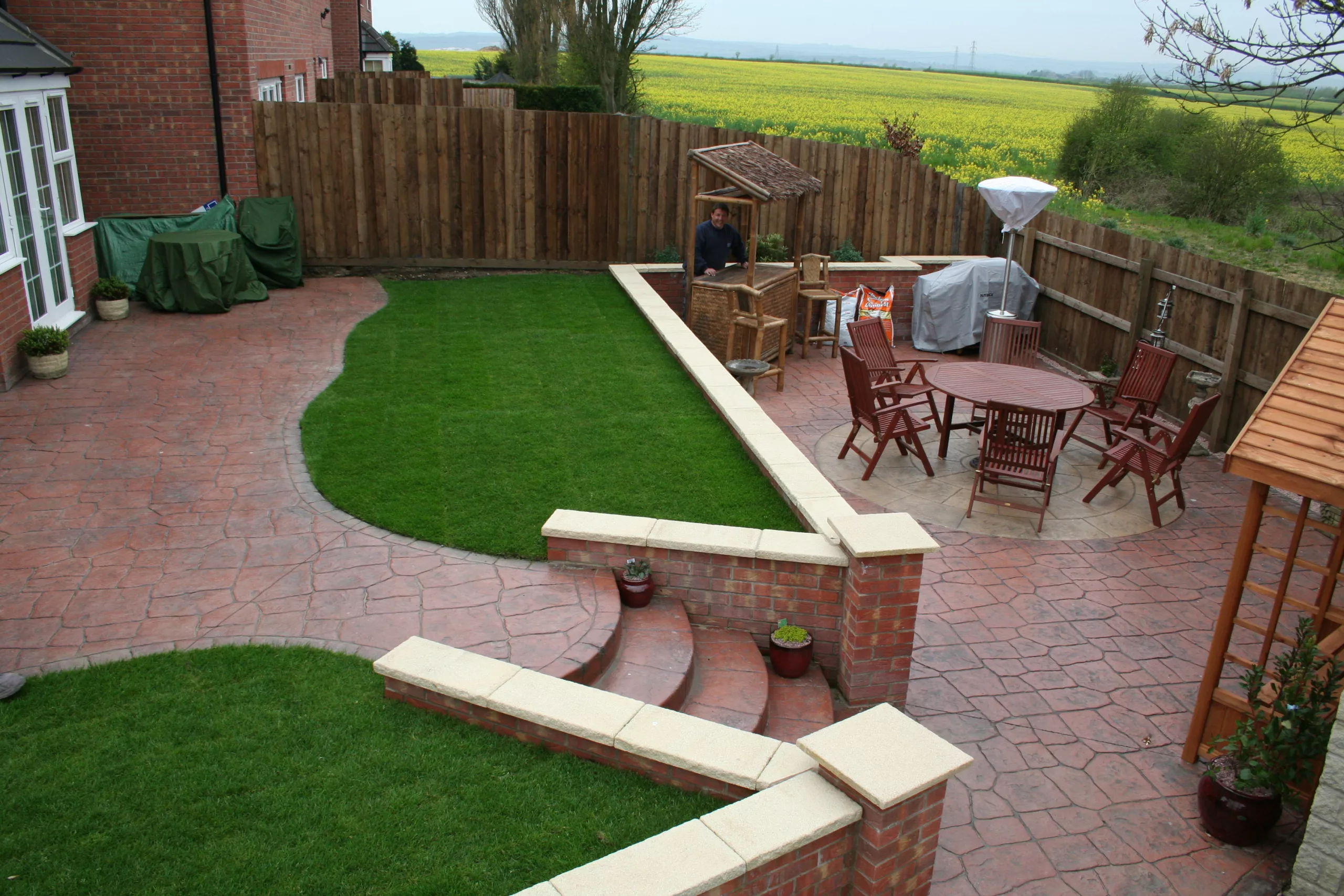 PICS pattern imprinted concrete patio and garden design showcasing unique outdoor space solutions.