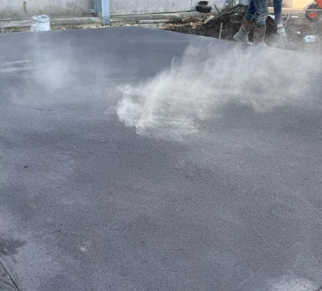 Pattern imprinted concrete curing process by PICS.